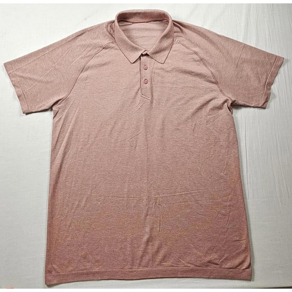 Lululemon Live In‎ Practice Golf Polo Shirt Mens Size XL Pink Heather Stretch